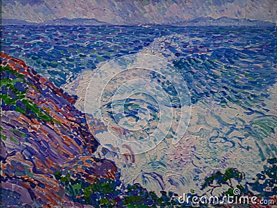 Gale from the east, 1905 painting by Theo van Rysselberghe Stock Photo